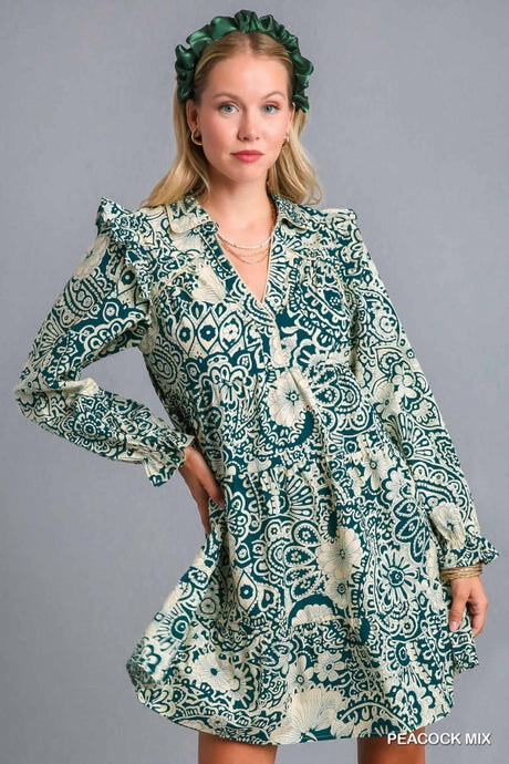 Peacock Mix Print Dress