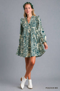 Peacock Mix Print Dress