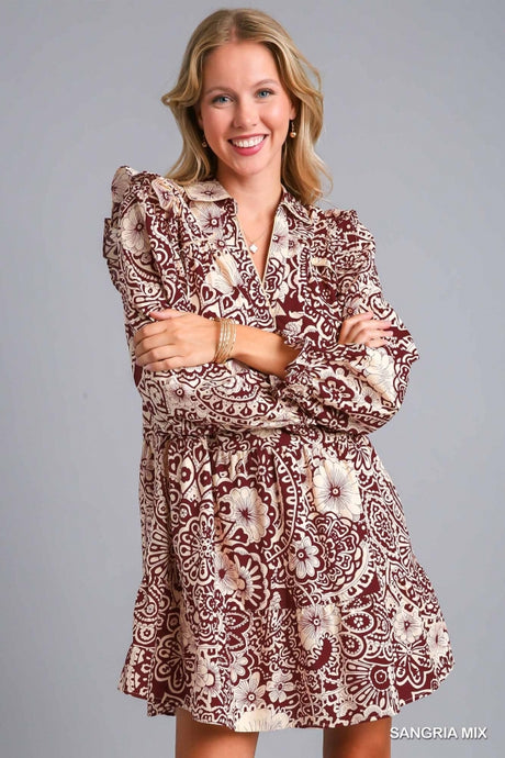 Sangria Mix Print Dress