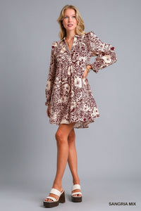 Sangria Mix Print Dress