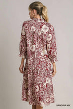 Sangria Two Tone Floral Midi Dress