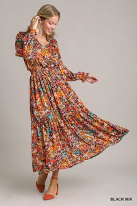 Black Metallic Floral Dress