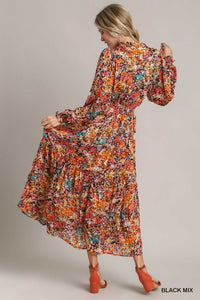 Black Metallic Floral Dress