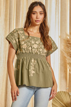 Olive Embroiderd Top