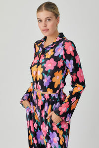 Pleated Daisy Print Top