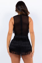 Black Mesh Fringe Romper