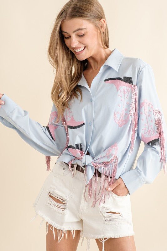 Western Cowboy Fringe Boots Top