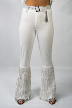 White Fringe High Waist Pants