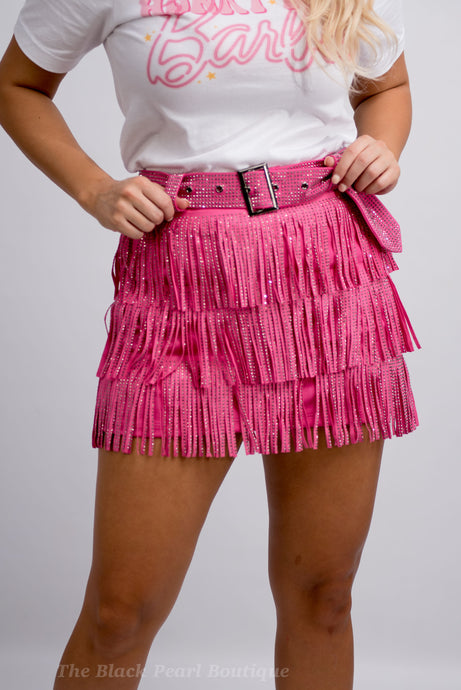 Fuchsia Fringe Skort