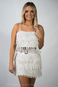 White Fringe Skort