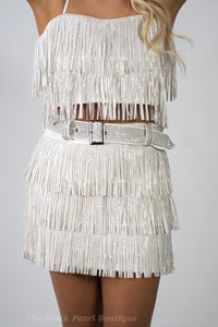 White Fringe Skort