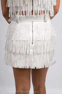 White Fringe Skort