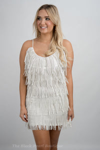 White Fringe Dress