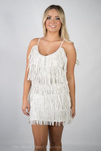 White Fringe Dress