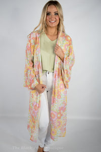 Sky Blue Floral Kimono