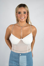 White Rhinestone Bodysuit
