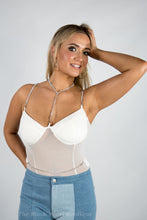 White Rhinestone Bodysuit