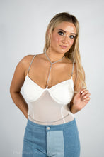 White Rhinestone Bodysuit