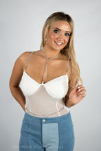 White Rhinestone Bodysuit