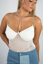 White Rhinestone Bodysuit