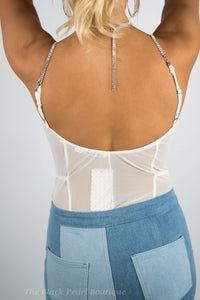 White Rhinestone Bodysuit