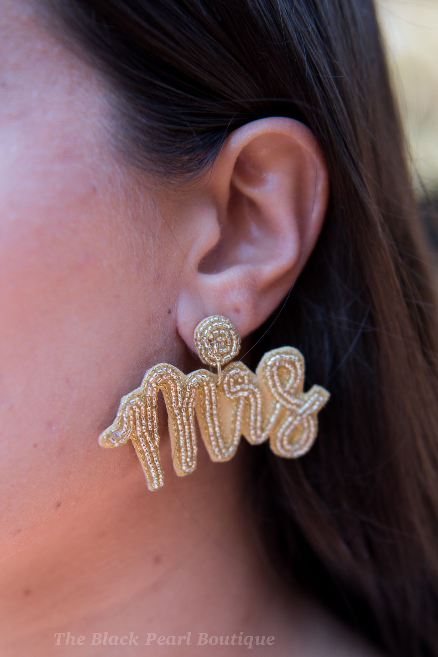 MRS Gold Beaded Earrings