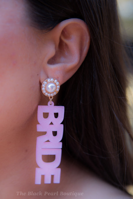 Bride Pink Glitter Acrylic Earrings