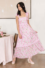 Pink Floral Elegance Midi Dress