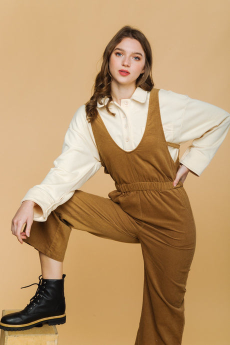 Camel Corduroy Jumpsuit