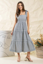 Navy Striped Midi Dress