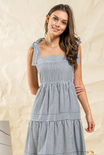 Navy Striped Midi Dress