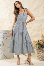Navy Striped Midi Dress