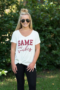 White/Burgundy Game Day Tee