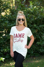 White/Burgundy Game Day Tee