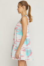 Pink Printed Square Neck Dress