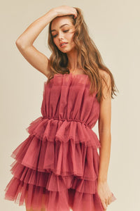 Magenta Organza Statement Dress