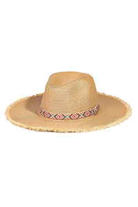 Tan Tribal Pattern Straw Hat