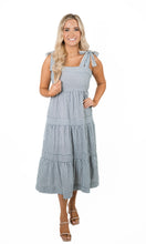 Navy Striped Midi Dress