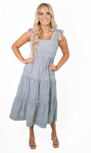 Navy Striped Midi Dress