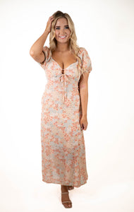 Taupe Floral Midi Dress