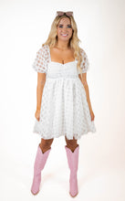 White Checkered Print Dress