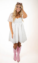 White Checkered Print Dress