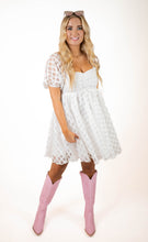 White Checkered Print Dress