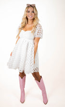 White Checkered Print Dress