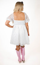 White Checkered Print Dress