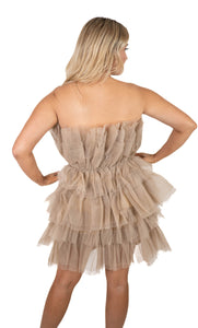 Taupe Organza Statement Dress