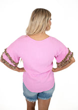 Pink Ruffle Sleeve Leopard Top