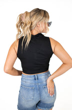Black Ribbed Crop Top