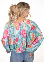 Blue Satin Floral Top