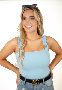 Sky Blue Ribbed Bodysuit